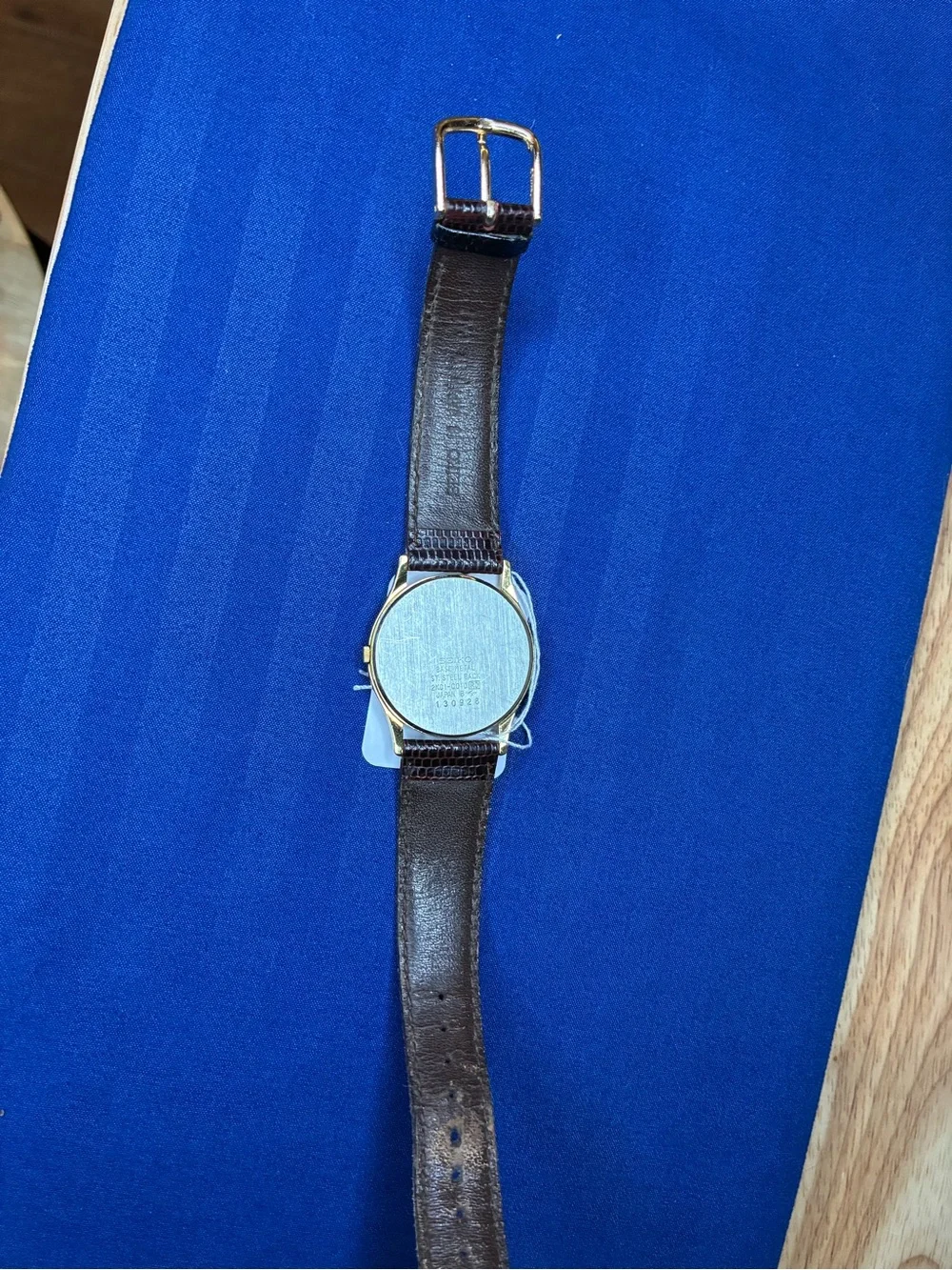 Rare Vintage Seiko Gold Dial Dark Brown Leather Strap Men's Watch